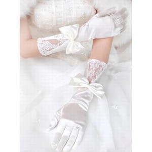 Satin Mit Bowknot Weiß Elegant|Bescheiden Brauthandschuhe
