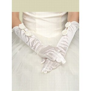 Taft Mit Blumen Weiß Chic|Modern Brauthandschuhe