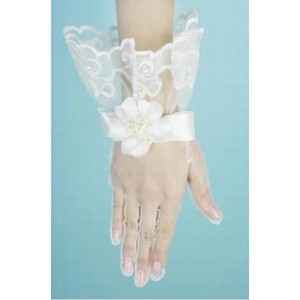Tüll Mit Blumen Weiß Chic|Modern Brauthandschuhe