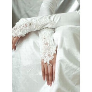 Satin Elegant|Bescheiden Weiß Elegant|Bescheiden Brauthandschuhe