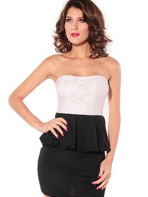 Damen Polyester Trägerlos Kleid Sexy Bodycon Club Kleider