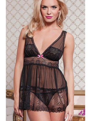 Spitze Bowknot V-Ausschnitt Modisch Babydoll