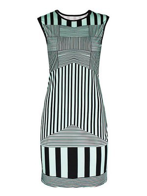 Kleid ärmellos Drucken Bodycon Gestreift Club Kleider