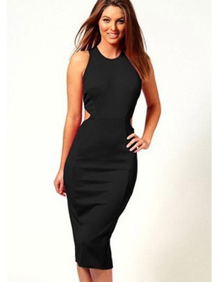 Damen Bodycon Ausschnitt Polyester Elegant Juwel Rückenfrei Club Kleider