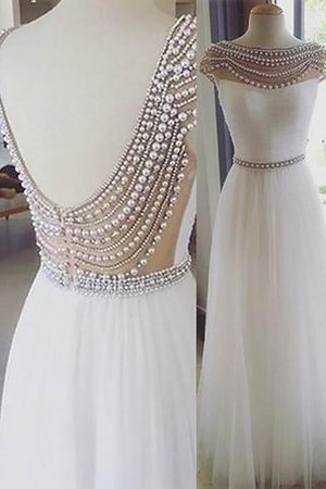 Ärmelloses Perlenbesetztes Bateau Ausschnitt Prinzessin Abendkleid aus Tüll