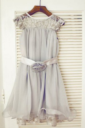 Prinzessin Chiffon A-Linie Bodenlanges Blumenmädchenkleid mit Reißverschluss