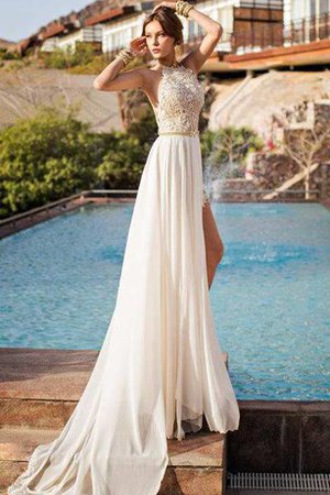 Ärmellos Juwel Ausschnitt Modisches Legeres Brautkleid mit Bordüre