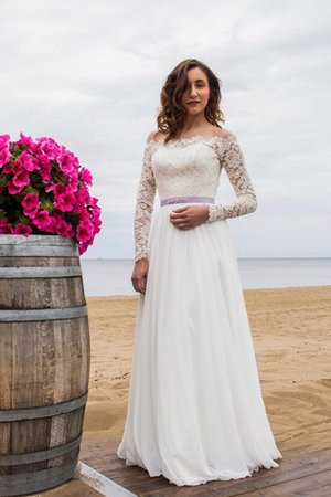 Lange Ärmeln Bescheidenes Elegantes Brautkleid mit Gürtel mit Applikation