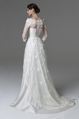 Zickzack Ausschnitt Spitze Elegantes Brautkleid mit Applike mit Rücken Schnürung