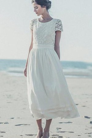 A-Line Chiffon Plissiertes Einfaches Brautkleid mit Reißverschluss