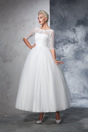 Duchesse-Linie Knöchellanges Sittsames Brautkleid mit Bordüre mit Reißverschluss