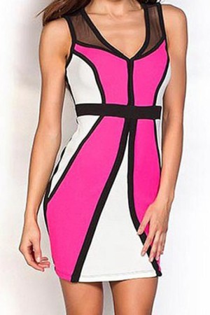 Rosig Farbe Illusion Weiss Kleid Club Kleider Mekleid De