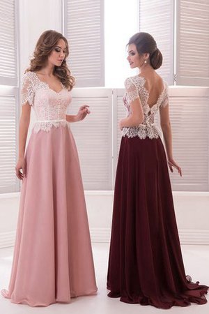 A-Linie Natürliche Taile Sweep Zug Chiffon Ballkleid mit Rüschen