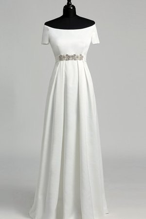 Klassisches Perlenbesetztes Kurze Ärmeln Modern Brautkleid mit Rüschen