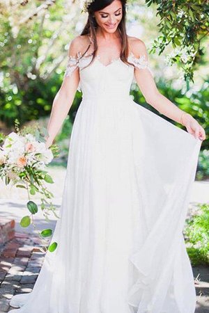 Ärmelloses Prinzessin A-Linie Schulterfrei Zauberhaft Brautkleid aus Chiffon mit Applike