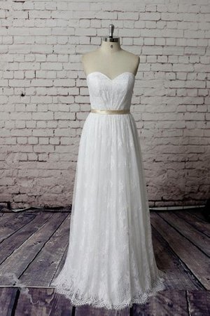 Reißverschluss Bodenlanges Sittsames Brautkleid mit Bordüre mit Schleife