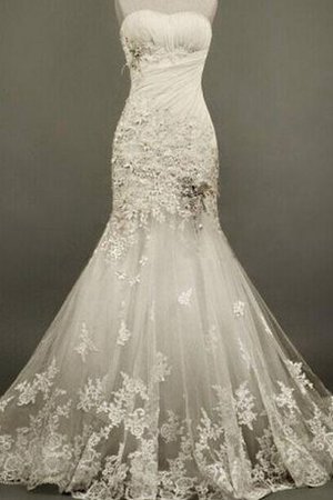 Tüll Ärmelloses Luxus Brautkleid mit Blume mit Applike