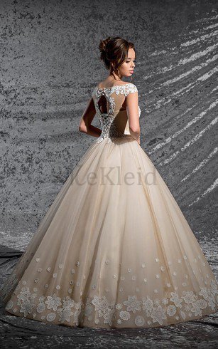 Duchesse-Linie V-Ausschnitt Bodenlanges Anständiges Brautkleid aus Organza