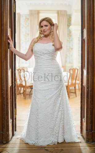 Bateau Bodenlanges Schlichtes Brautkleid mit Drapierung mit Kurzen Ärmeln