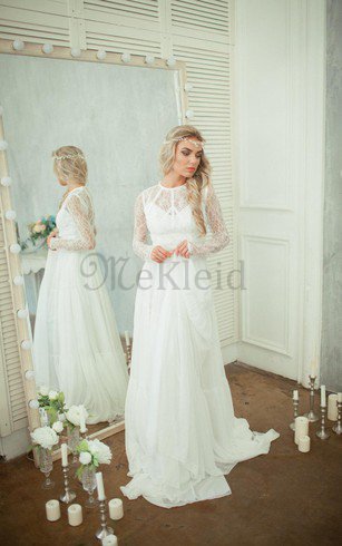 Reißverschluss Chiffon Elegantes Stilvolles Brautkleid mit Sweep Zug