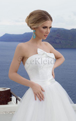 A-Line Natürliche Taile Trägerloser Ausschnitt Brautkleid mit Applike ohne Ärmeln