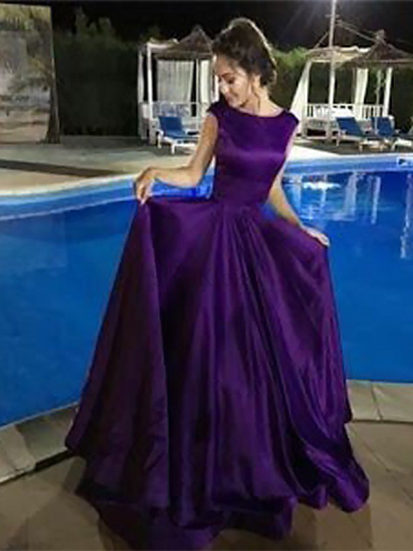 Prinzessin A-Line Perfekt Normale Taille Bodenlanges Abendkleid ohne Ärmeln