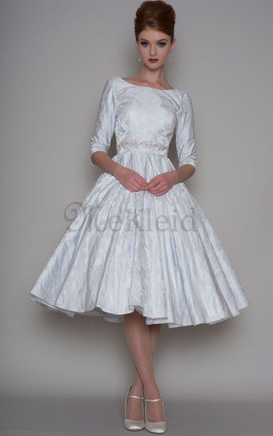 Ärmelloses Taft Stilvolles Brautkleid aus Spitze mit Juwel Ausschnitt