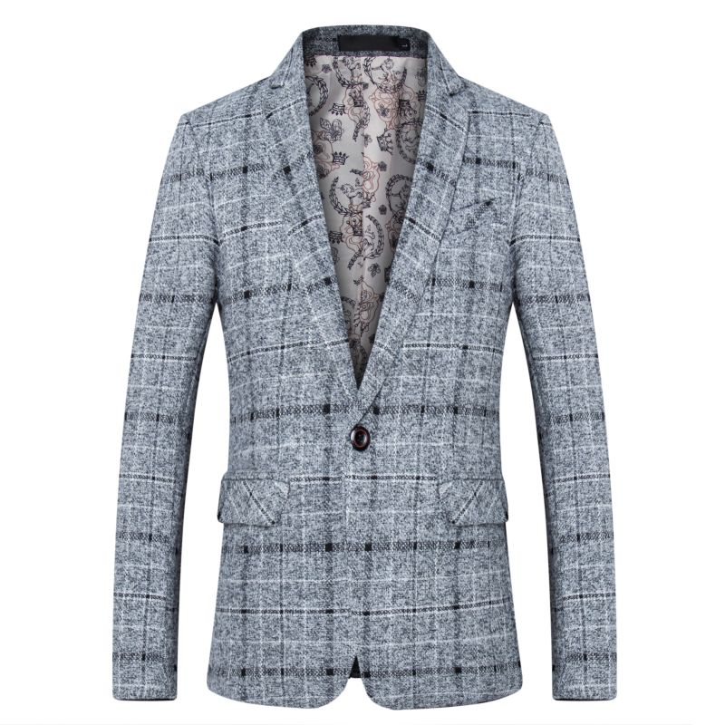 Boutique Neue Männer Casual Mode Business Mantel Karierten Anzug
