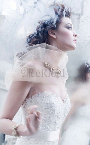 Meerjungfrau Plissiertes Bodenlanges Brautkleid mit Schleife mit Gürtel