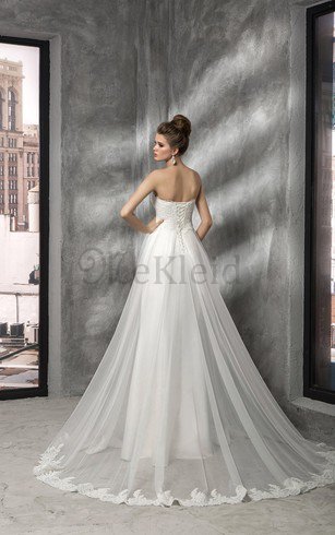 A linie Plissiertes Empire Taille Brautkleid aus Tüll mit Applike