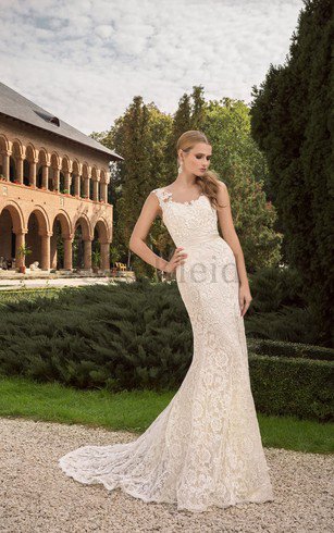 Etui Ärmelloses Luxus Brautkleid mit Schleife mit Gürtel