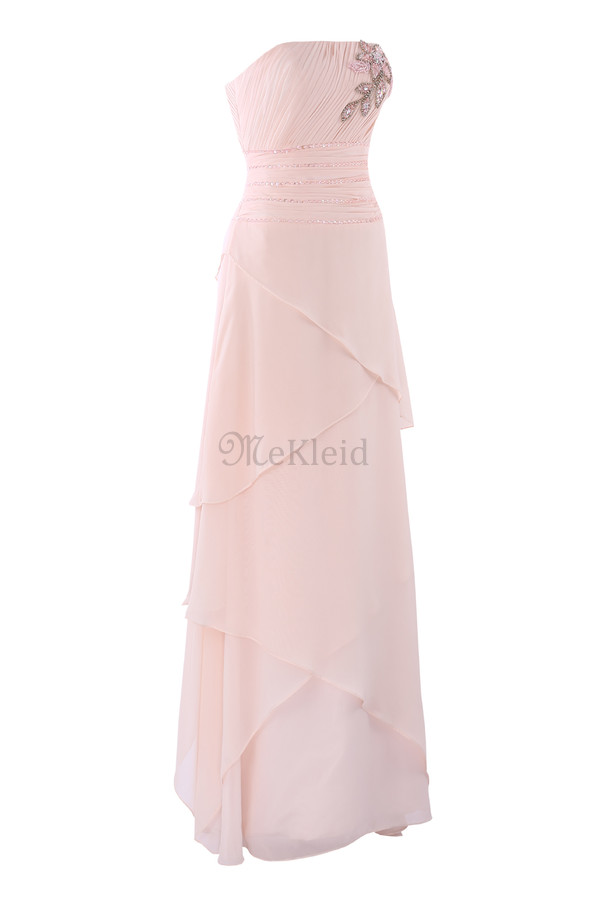 A-Line Normale Taille Chiffon Knöchellanges Modern Abendkleid mit Kristall Blumenbrosche