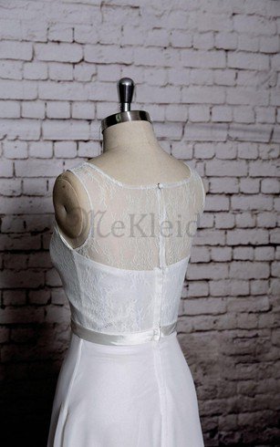 A-Linie Natürliche Taile Ärmellos Brautkleid mit Bordüre mit Gürtel