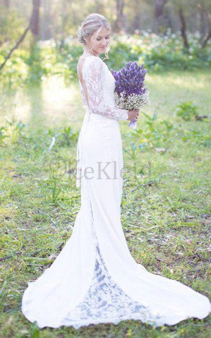 A-Line Langärmeliges V-Ausschnitt Schlichtes Brautkleid mit Gürtel