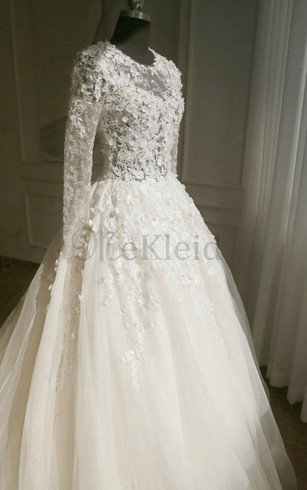 Klassisches Duchesse-Linie Reißverschluss Romantisches Brautkleid mit Juwel Ausschnitt