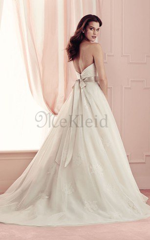 Chiffon Reißverschluss Modisches Elegantes Brautkleid mit Gürtel