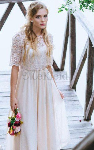 Strand Juwel Ausschnitt Reißverschluss Knöchellanges Informelles Brautjungfernkleid