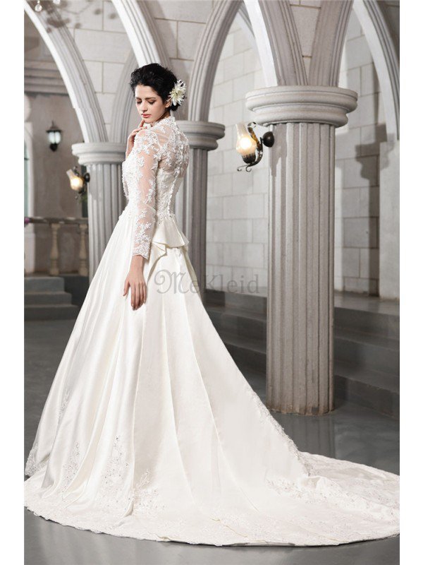 A linie Empire Taille Anständiges Brautkleid mit V-Ausschnitt mit Reißverschluss