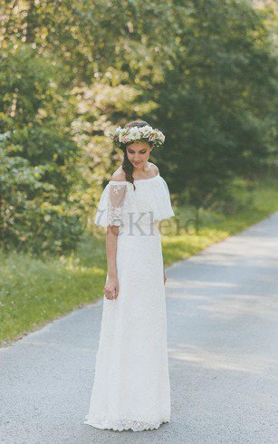 A-Line Klassisches Informelles Brautkleid mit Kurzen Ärmeln mit Reißverschluss