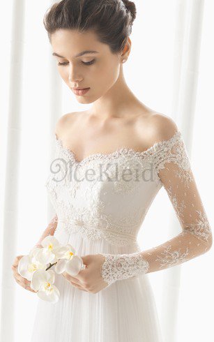 Ärmelloses Elegantes Romantisches Sittsames Brautkleid mit Applikation