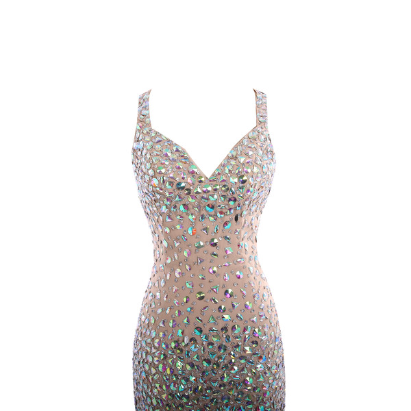A-Line Paillettenbesetztes Chiffon Luxus Sternenhimmel Abendkleid mit V-Ausschnitt