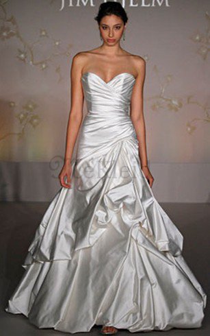 Rückenfreies Pick-Ups Luxus Brautkleid mit Tiefer Taille mit Herz-Ausschnitt