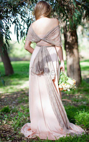 A-Line Chiffon V-Ausschnitt Kurze Ärmeln Luxus Brautjungfernkleid