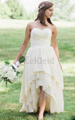 Herz-Ausschnitt Ärmelloses Stilvolles Romantisches Brautkleid mit Rücken Schnürung