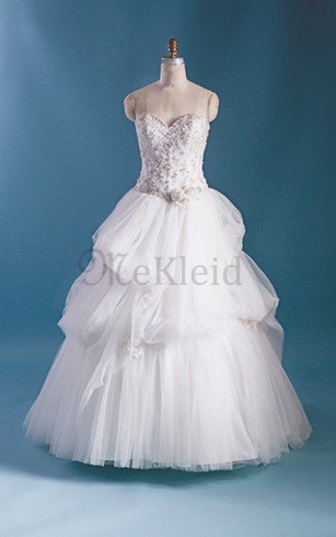 A-Line Halle Knöchellanges Brautkleid mit Rücken Schnürung mit Herz-Ausschnitt