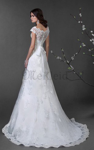 Kurze Ärmeln Luxus Einfaches Brautkleid mit Knöpfen mit Gekappten Ärmeln
