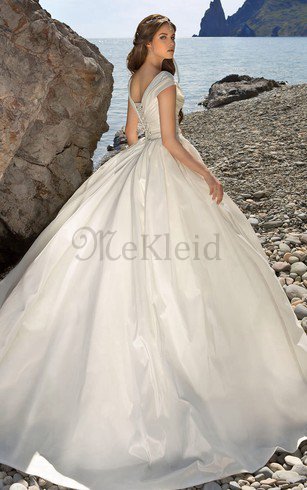 Zeitloses Strand Duchesse-Linie V-Ausschnitt Brautkleid aus Satin