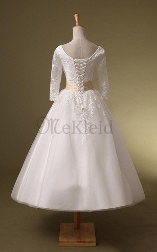 Rückenfreies Paillette Lange Ärmeln Drapiertes Brautkleid mit Bordüre