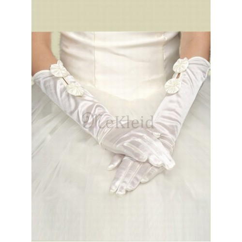 Taft Mit Blumen Weiß Chic|Modern Brauthandschuhe