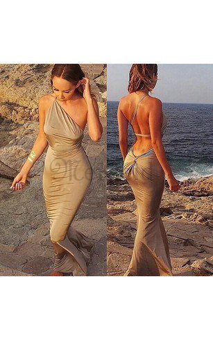 Meerjungfrau Strand Natürliche Taile Sexy Abendkleid ohne Ärmeln